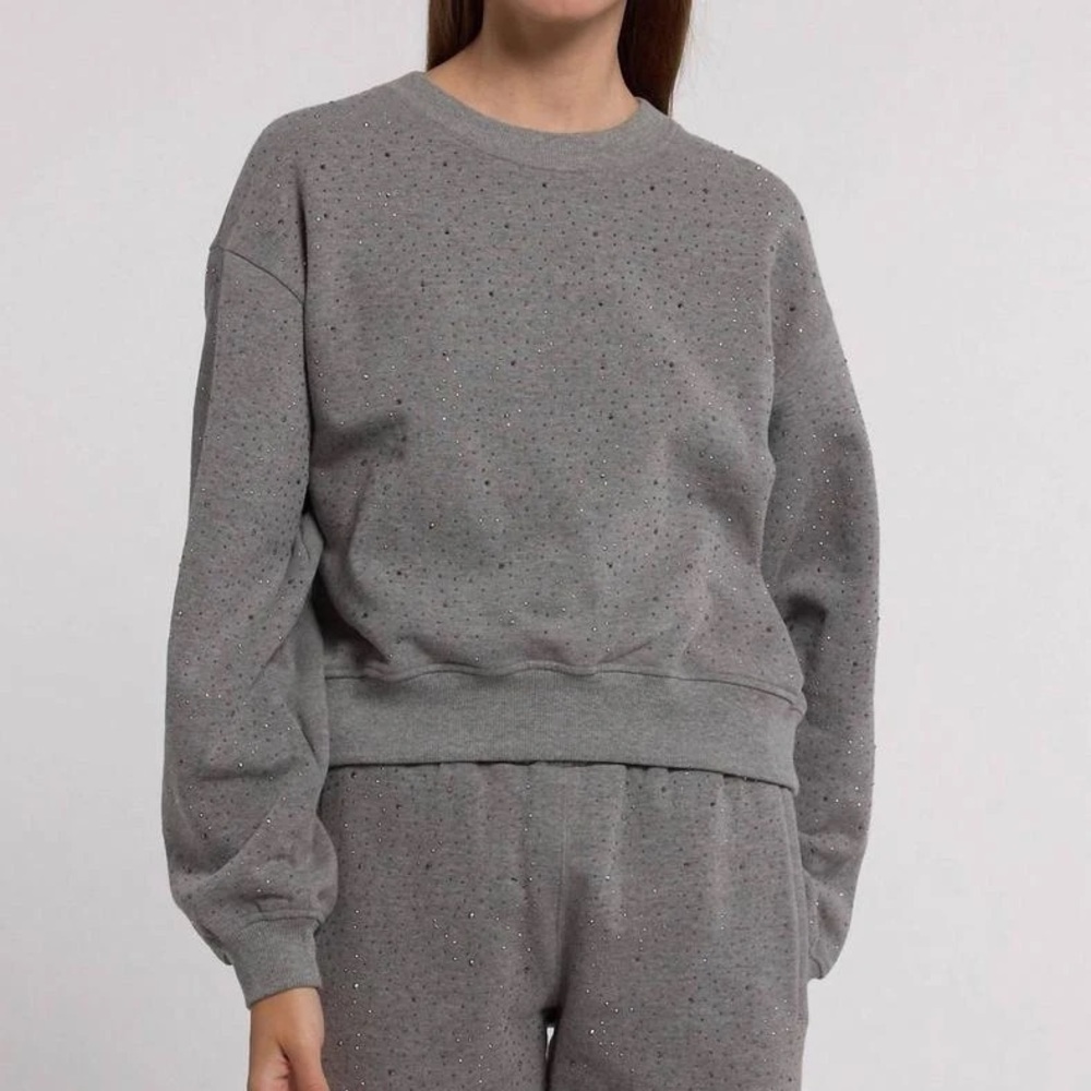 Generation Love NWOT Grey Rhinestone Sparkle Sweatshirt Size XXS ✨